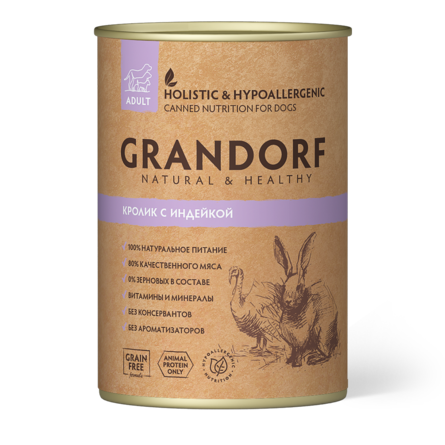 GRANDORF Консервы для собак Кролик c Индейкой – интернет-магазин Ле’Муррр