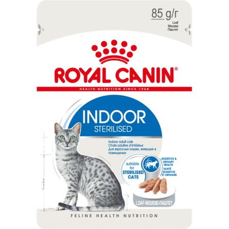 Royal Canin Indoor Sterilised кусочки паштета для взрослых кошек, постоянно живущих в помещении – интернет-магазин Ле’Муррр